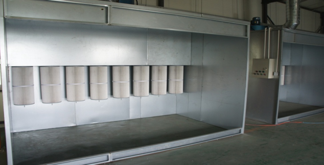 Fixed plastic spraying room